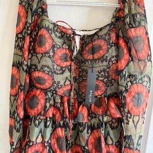 Beulah Red and Green Long Sleeve Dress